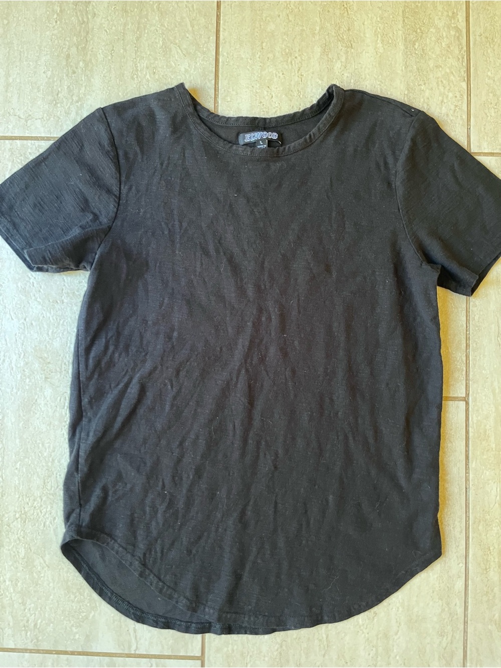 Elwood Black Textured Tee Women’s Oversized Basic T-Shirt L